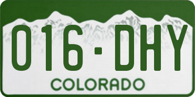 CO license plate 016DHY