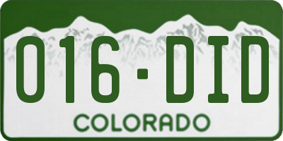 CO license plate 016DID