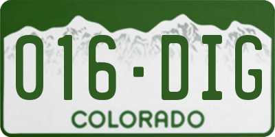 CO license plate 016DIG