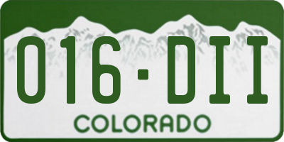 CO license plate 016DII