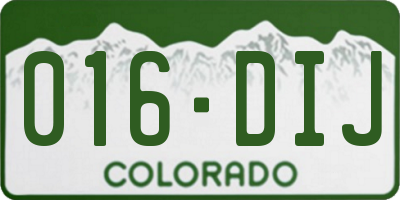 CO license plate 016DIJ