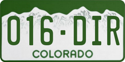 CO license plate 016DIR