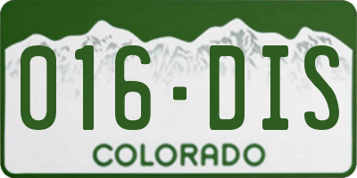 CO license plate 016DIS