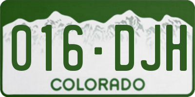 CO license plate 016DJH