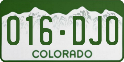 CO license plate 016DJO