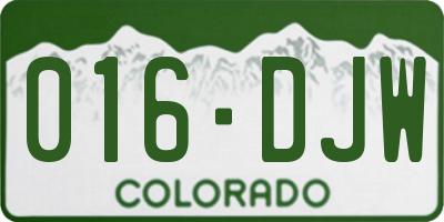 CO license plate 016DJW
