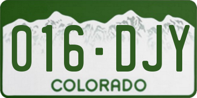 CO license plate 016DJY