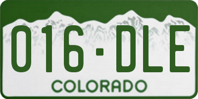 CO license plate 016DLE