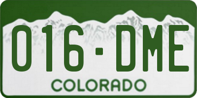 CO license plate 016DME