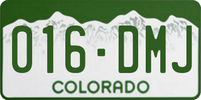CO license plate 016DMJ