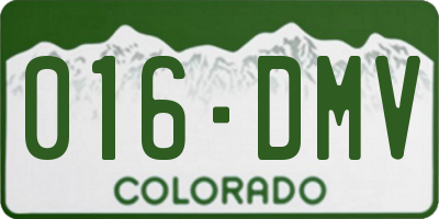 CO license plate 016DMV