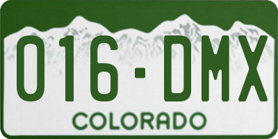 CO license plate 016DMX