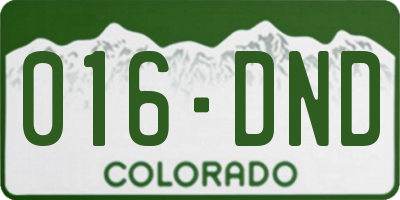 CO license plate 016DND