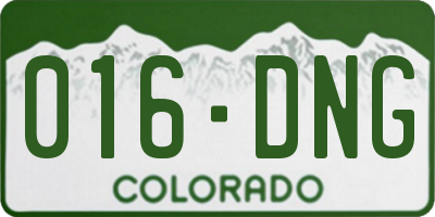 CO license plate 016DNG