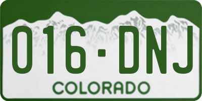 CO license plate 016DNJ