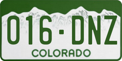 CO license plate 016DNZ