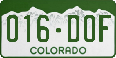 CO license plate 016DOF
