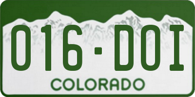 CO license plate 016DOI