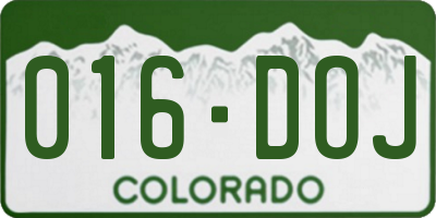 CO license plate 016DOJ