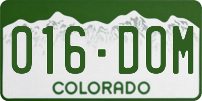 CO license plate 016DOM