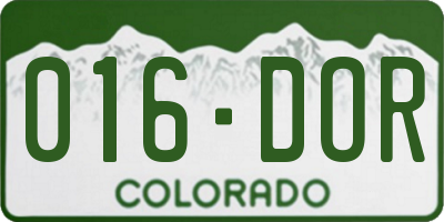 CO license plate 016DOR