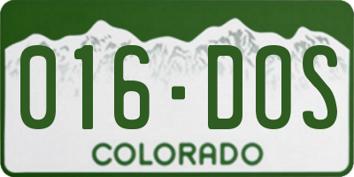 CO license plate 016DOS