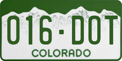 CO license plate 016DOT