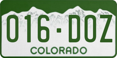 CO license plate 016DOZ