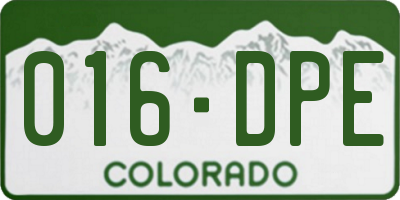 CO license plate 016DPE