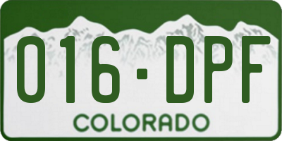 CO license plate 016DPF