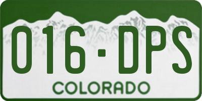 CO license plate 016DPS