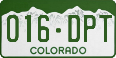 CO license plate 016DPT