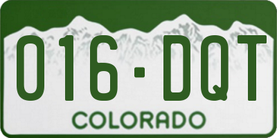 CO license plate 016DQT