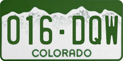 CO license plate 016DQW