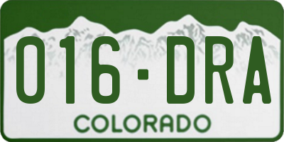 CO license plate 016DRA