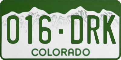 CO license plate 016DRK