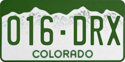 CO license plate 016DRX