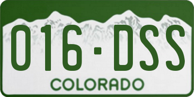 CO license plate 016DSS