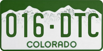 CO license plate 016DTC