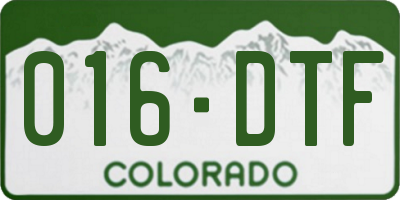 CO license plate 016DTF
