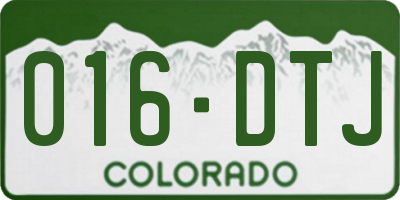 CO license plate 016DTJ