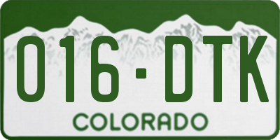 CO license plate 016DTK