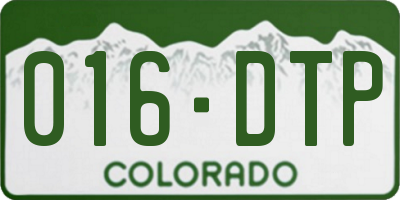 CO license plate 016DTP