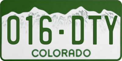 CO license plate 016DTY