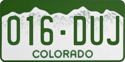 CO license plate 016DUJ