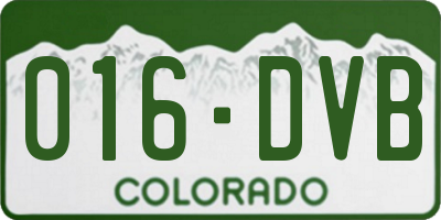 CO license plate 016DVB