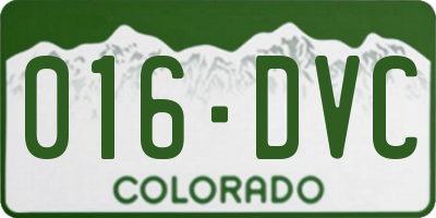 CO license plate 016DVC