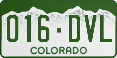CO license plate 016DVL