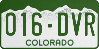 CO license plate 016DVR