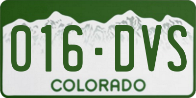 CO license plate 016DVS